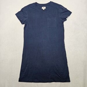 Pact Women's Short Sleeve Pocket T-Shirt Dress Size M Blue 100% Organic Cotton